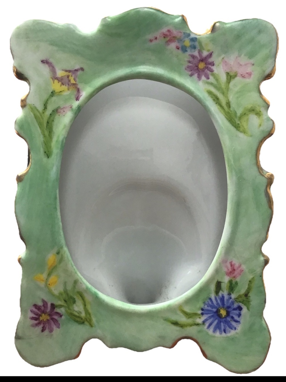 Vintage Handpainted Porcelain Shabby Floral Picture Frame
